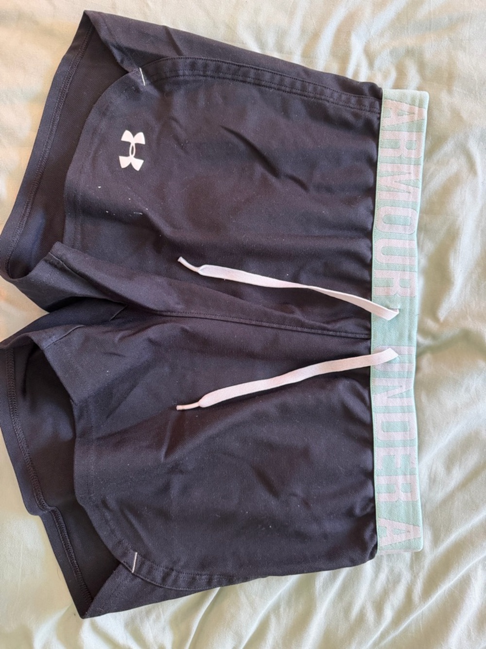 Under Armour Black Athletic Shorts with Mint Waistband